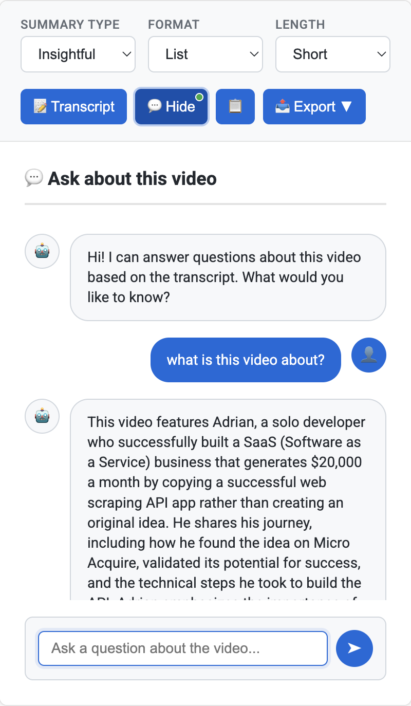 Interactive Chat Feature